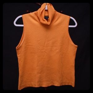 Grace mustard Cashmere sleeveless turtleneck